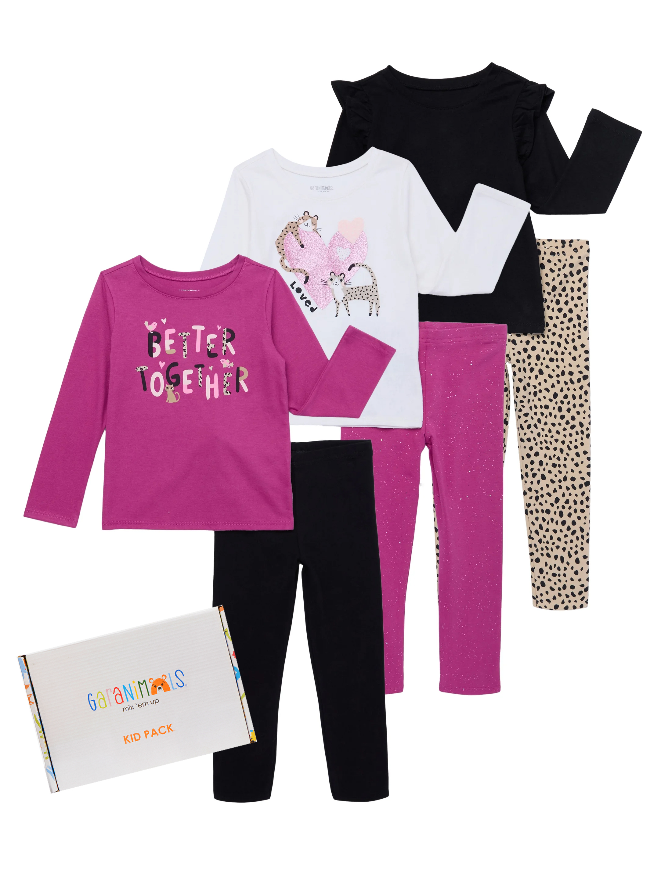 Garanimals Toddler Girl Mix and Match Outfits Kid-Pack, 6-Piece, Sizes 18M-5T